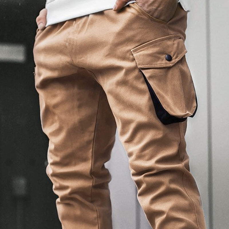 Men's Casual Thin Fashion Multi - pocket Tie - leg Cargo Pants