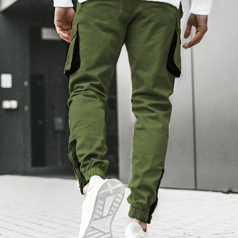 Men's Casual Thin Fashion Multi - pocket Tie - leg Cargo Pants