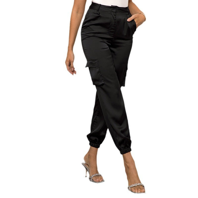 Casual Multi-pocket Cargo Pants Commuting Flattering Straight-leg Trousers