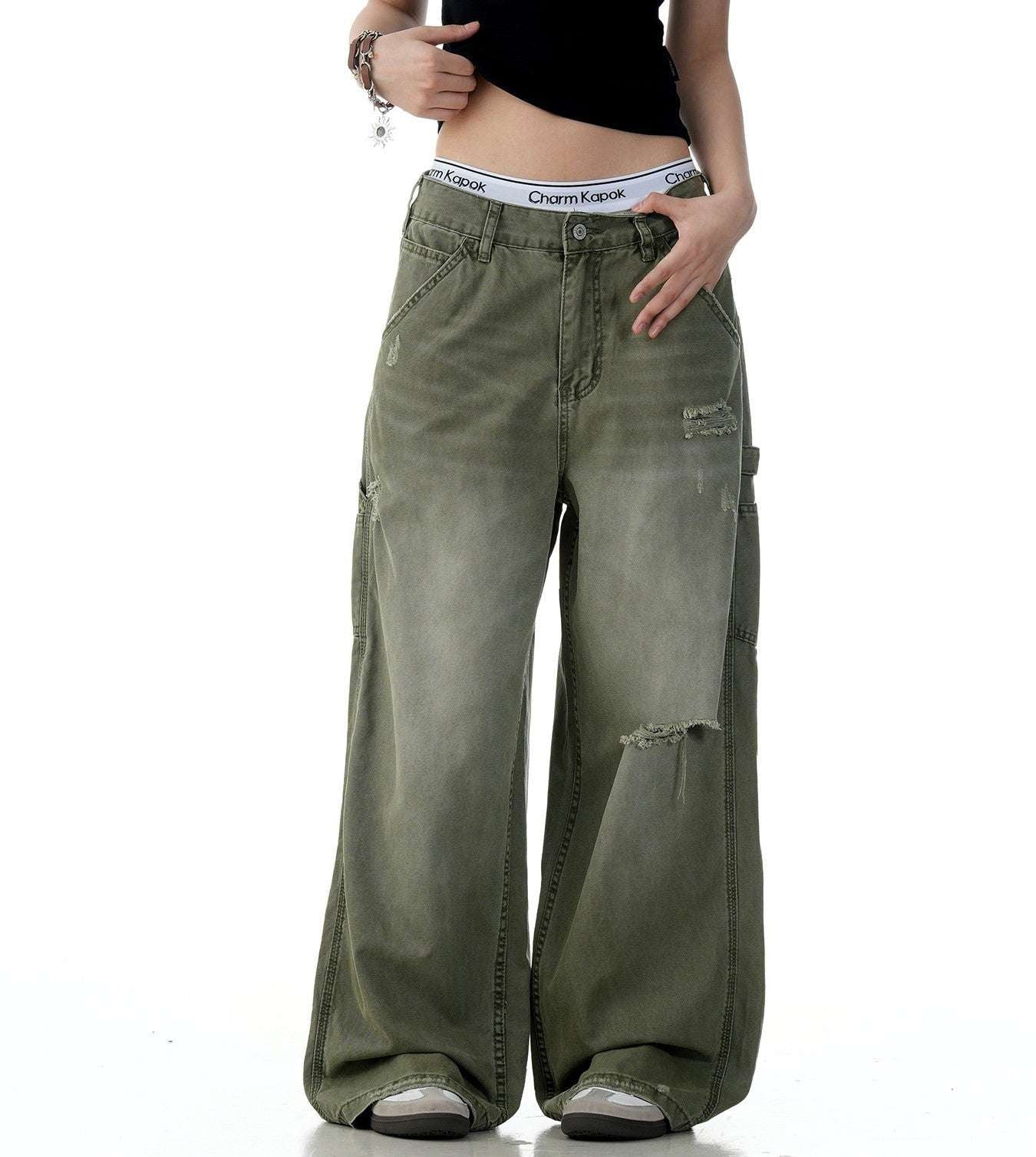 American Retro Tattered Jeans Jeans