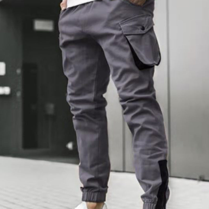 Men's Casual Thin Fashion Multi - pocket Tie - leg Cargo Pants