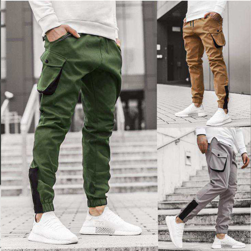 Men's Casual Thin Fashion Multi - pocket Tie - leg Cargo Pants