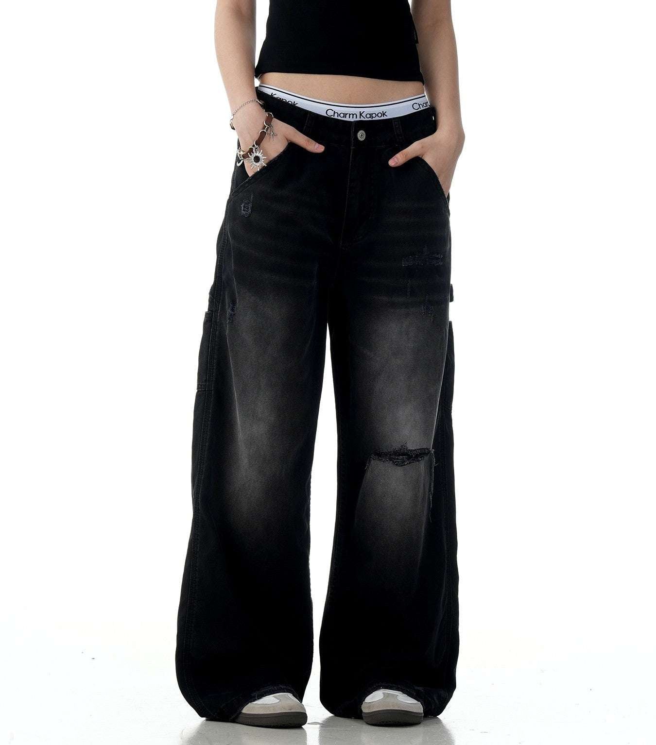 American Retro Tattered Jeans Jeans